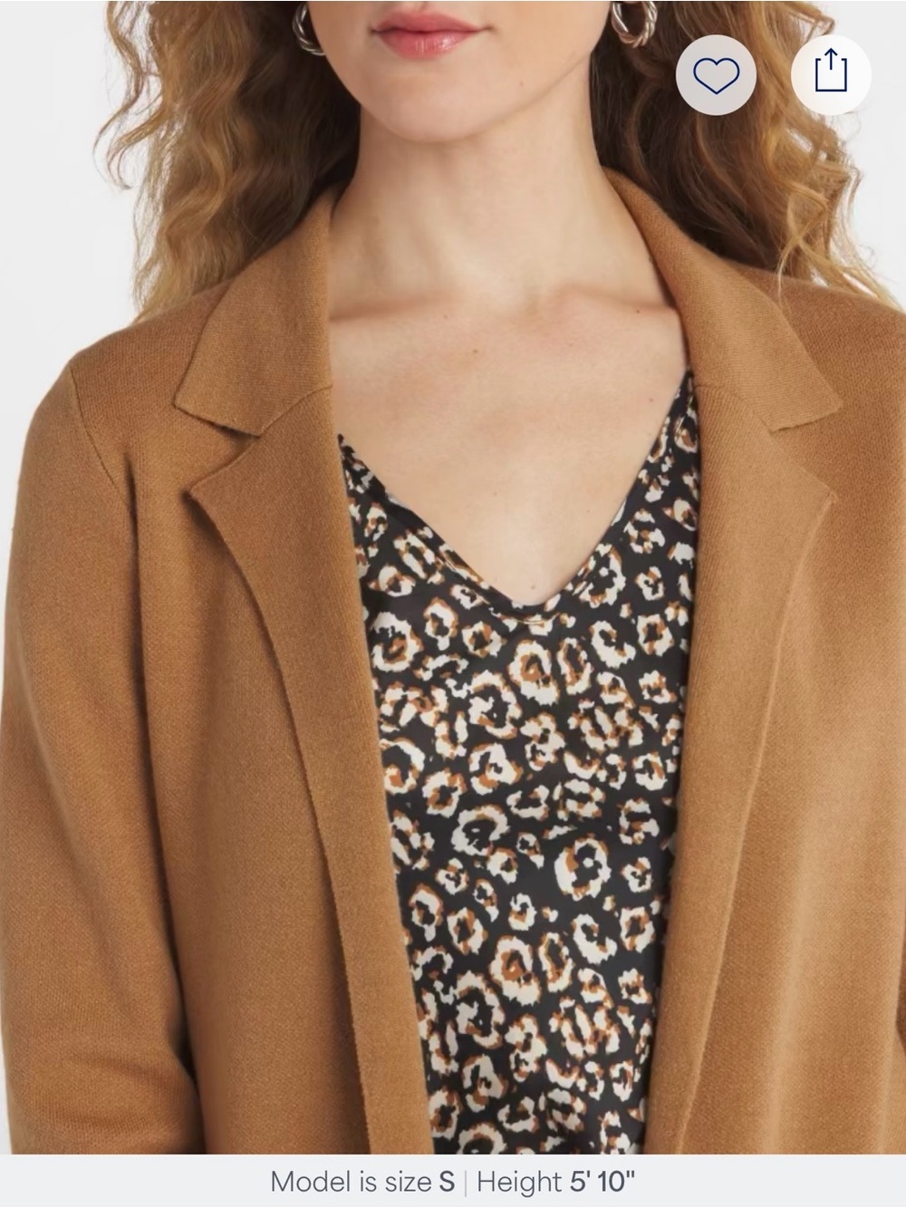 Stitch Fix Fortune + Ivy Women's Camel Naji Open-Front Blazer Jacket Coatigan - Picture 7 of 10